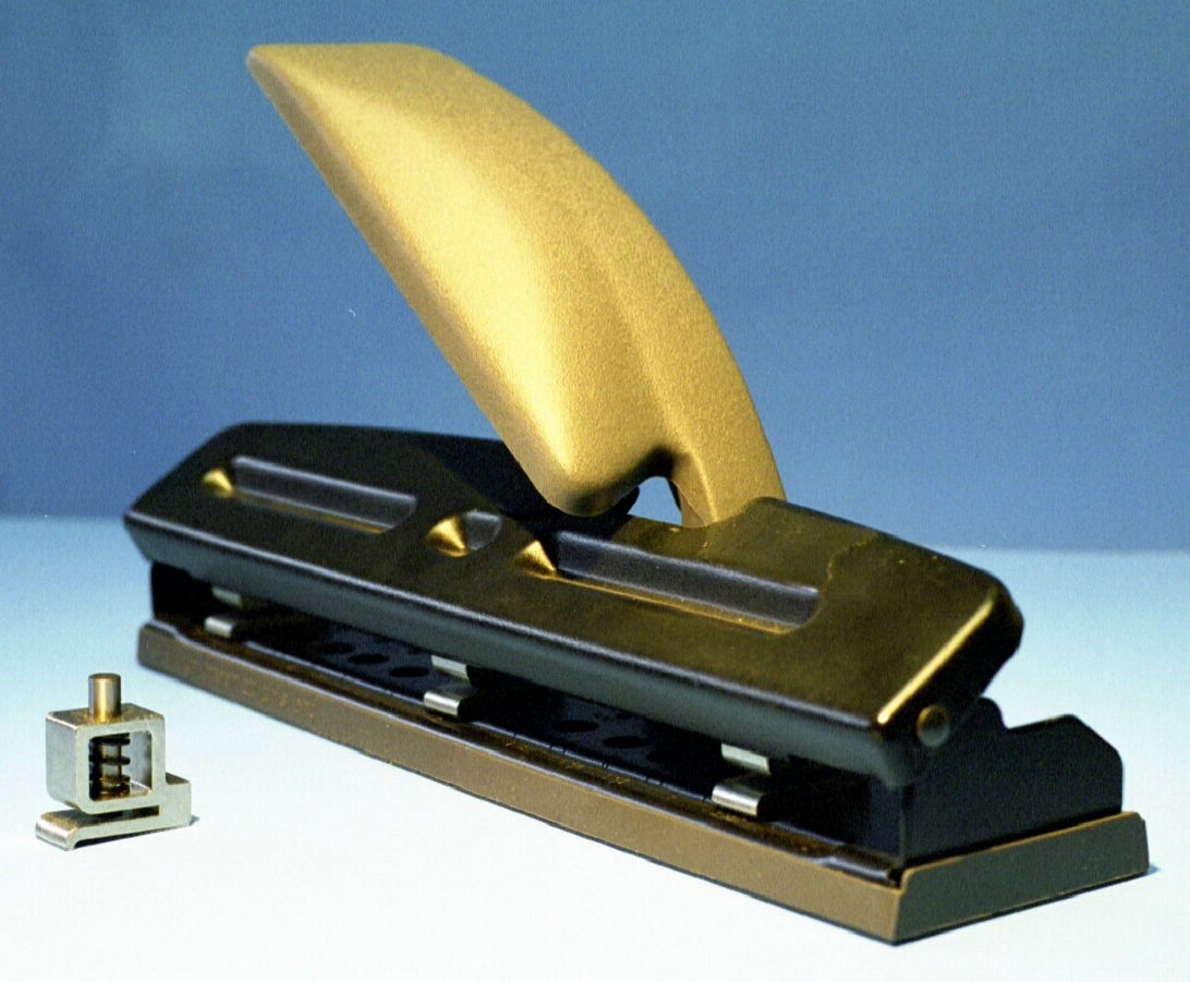 Paper hole puncher showing zinc die cast punch